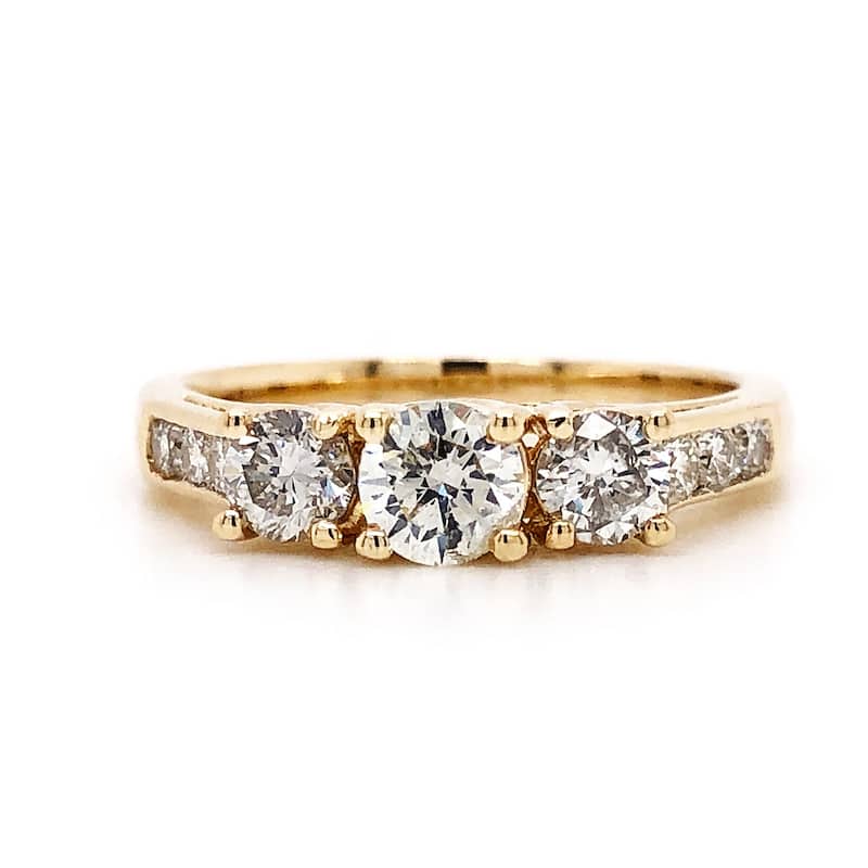 Auriya 14k Gold 3-Stone Round Diamond Engagement Ring 1ctw (J-K, I1-I2)