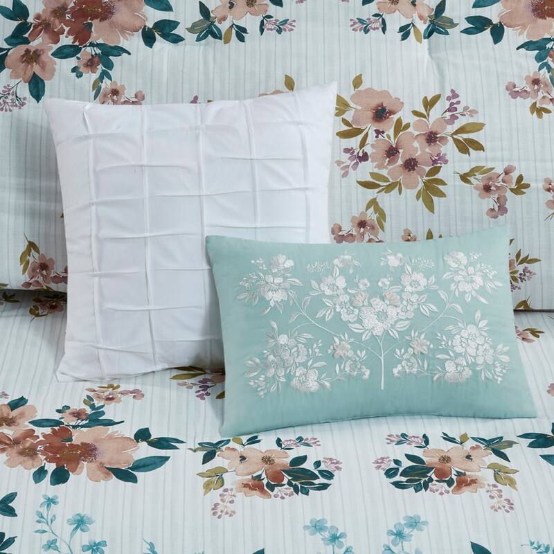 GDF Studio - Everly Cotton Floral Comforter Set with Throw Pillows