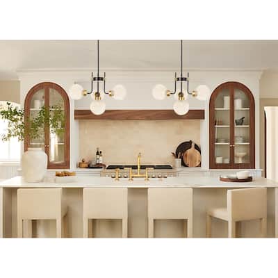 Bistro Ceiling Light Chandelier Nordic Matte Black and Gold Polish 4-Light