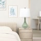 preview thumbnail 25 of 26, 26.25 in. Aqua Ceramic Tear Drop Shaped Table Lamp