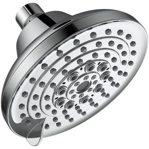 6-Spray Patterns High Pressure Shower Head 5" Rain Fixed Showerhead, Anti-Clogging Nozzles, Stainless Steel