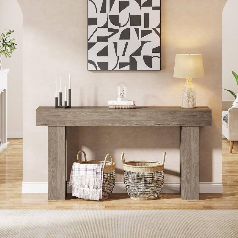 63" Wooden Console Table, Rectangular Sofa Table for Behind Couch, Entryway, HallwayLiving Room