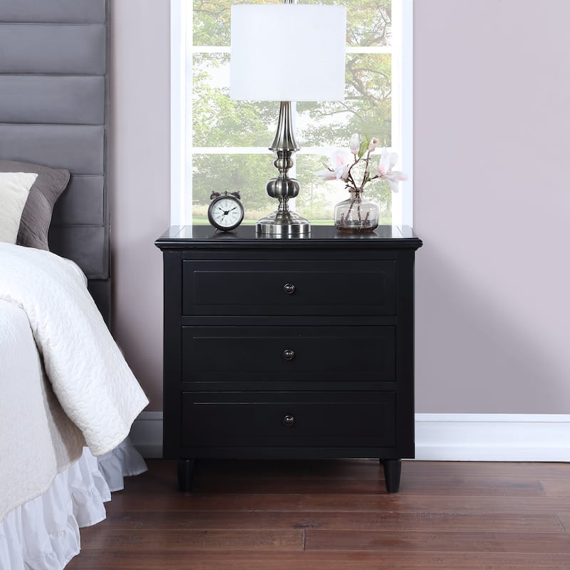3-Drawer Nightstand Storage Wood Cabinet - BLACK PINE