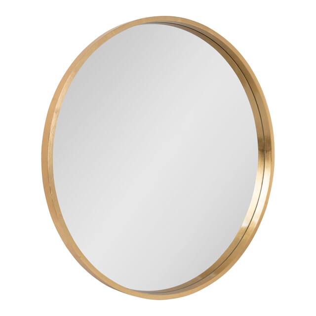 Kate and Laurel Travis Round Wood Accent Wall Mirror - 31.5" Diameter - Gold