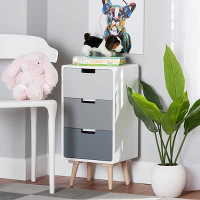 Bairn Modern and Contemporary 3-Drawer Wood Storage Chest-White