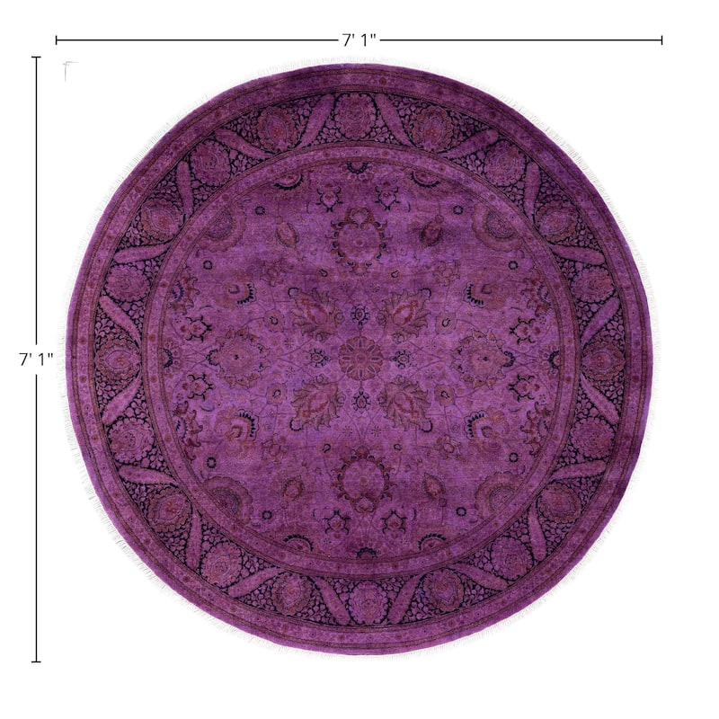 Overdyed One-of-a-Kind Hand-Knotted Area Rug - Purple - 7' 1" x 7' 1"