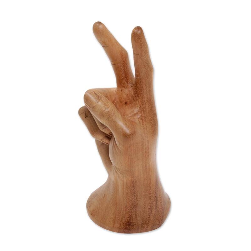 Wood sculpture, 'Peace, Man'