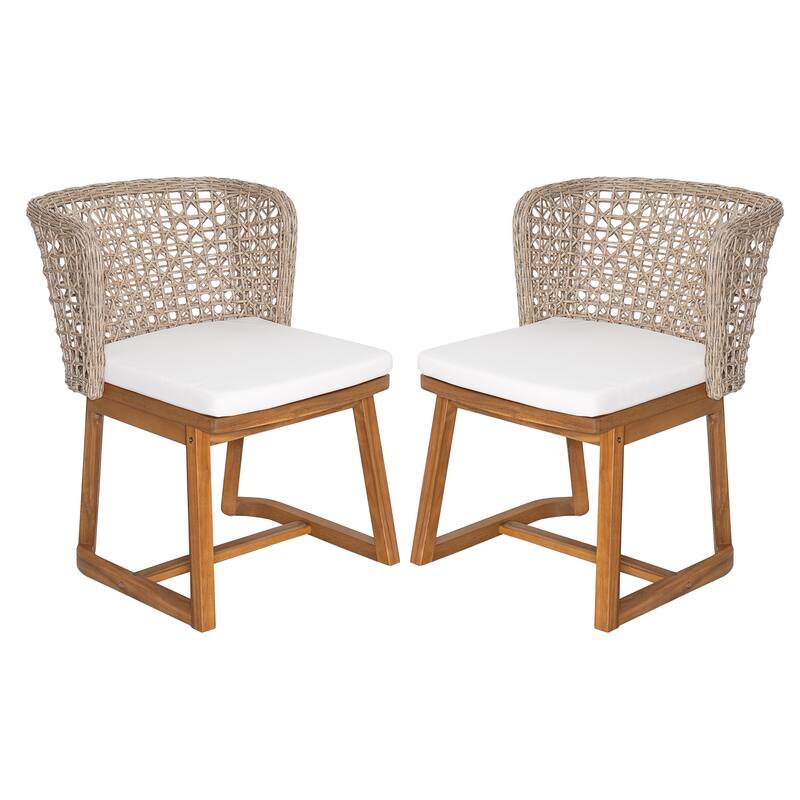 Christopher Knight Home - Solterra Outdoor Acacia Wood 3-Piece Conversation Set with Wicker Chairs and Cushions