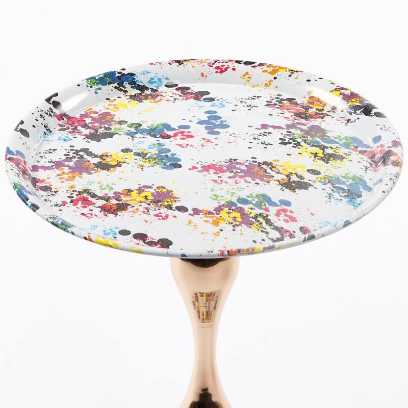 Mermaid Tail End Coffee Table Round Side Table with Metal Base Table, for Living Room Bedroom Office Garden
