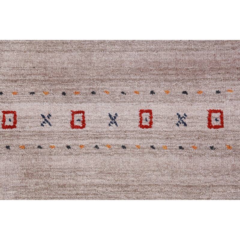 Hand Knotted Oriental 100% Wool Carpet Tribal Animal Pictorial Brown Gabbeh Runner Rug - 9' 10'' X 2' 9''