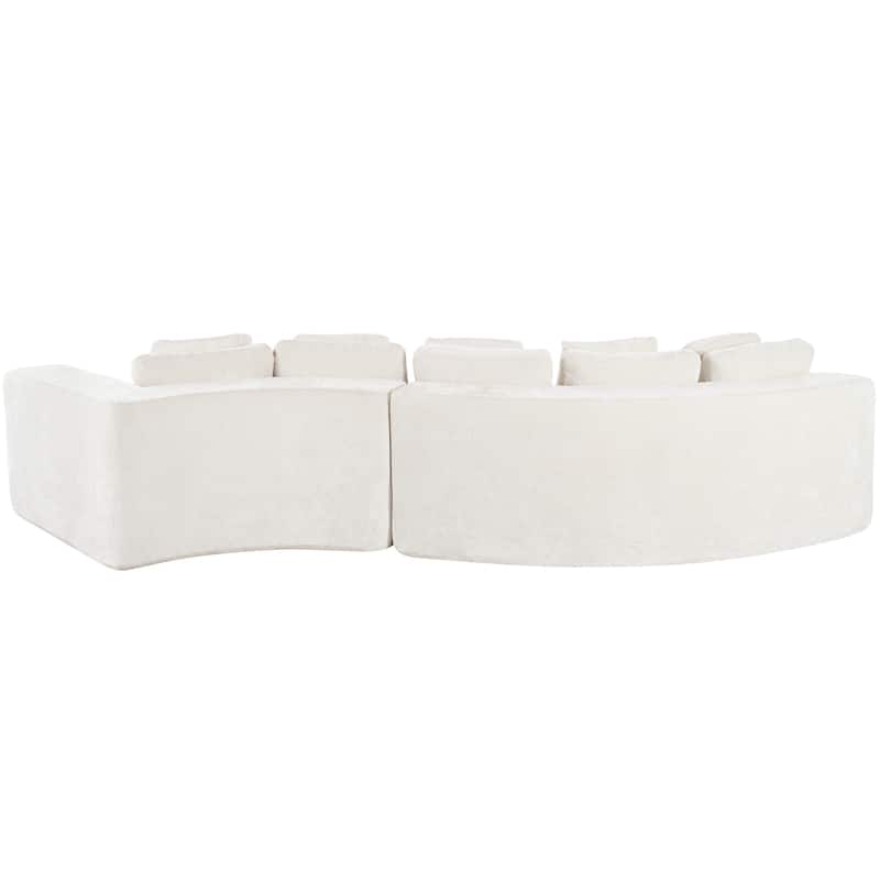 115.7" Pure Foam 2-Piece Sofa Set, 4-Seater, Chenille Jacquard, Curved, No Assembly, Beige