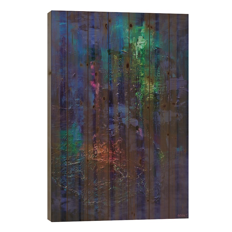Blue Print On Wood by Osnat Tzadok - Multi-Color - 26x18x1.5