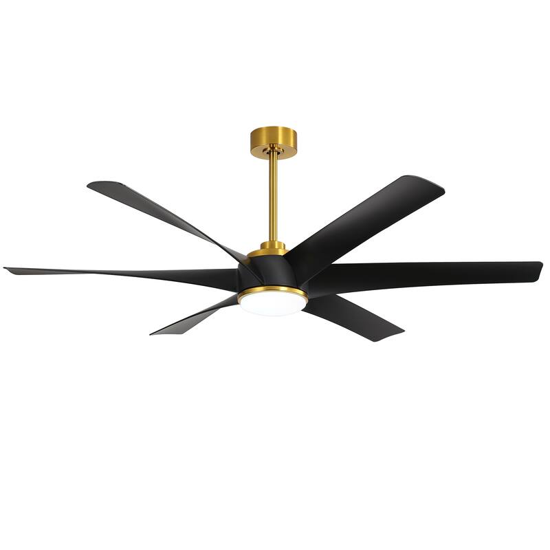 65-inch Black 6-Blade LED Ceiling Fan with Light and Remote