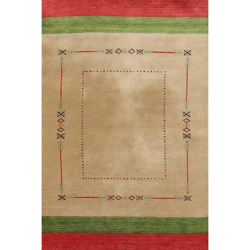 Striped Gabbeh Indian Accent Rug Handmade Wool Carpet - 4'0"x 5'9"