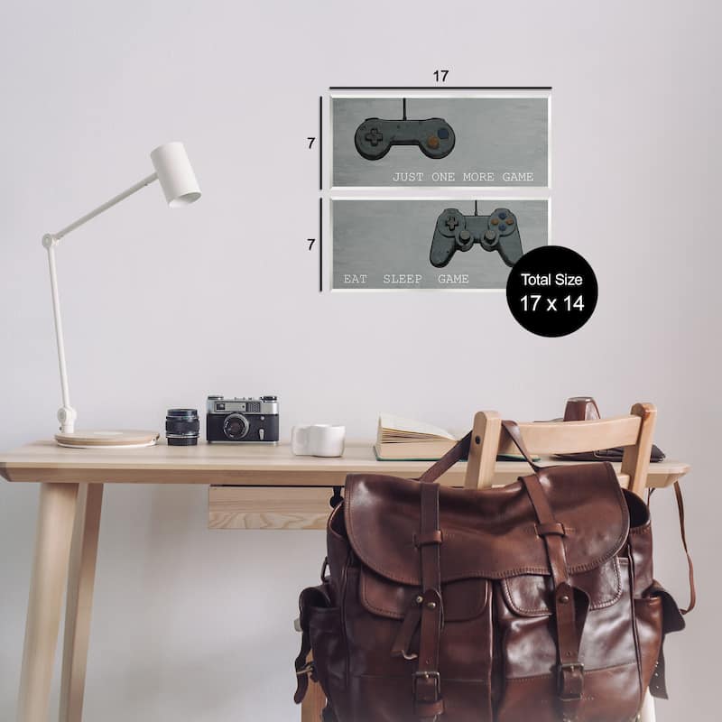 Stupell Gamer Phrases on Grey Wall Plaque Art Design By Kim Allen (Set of 2)