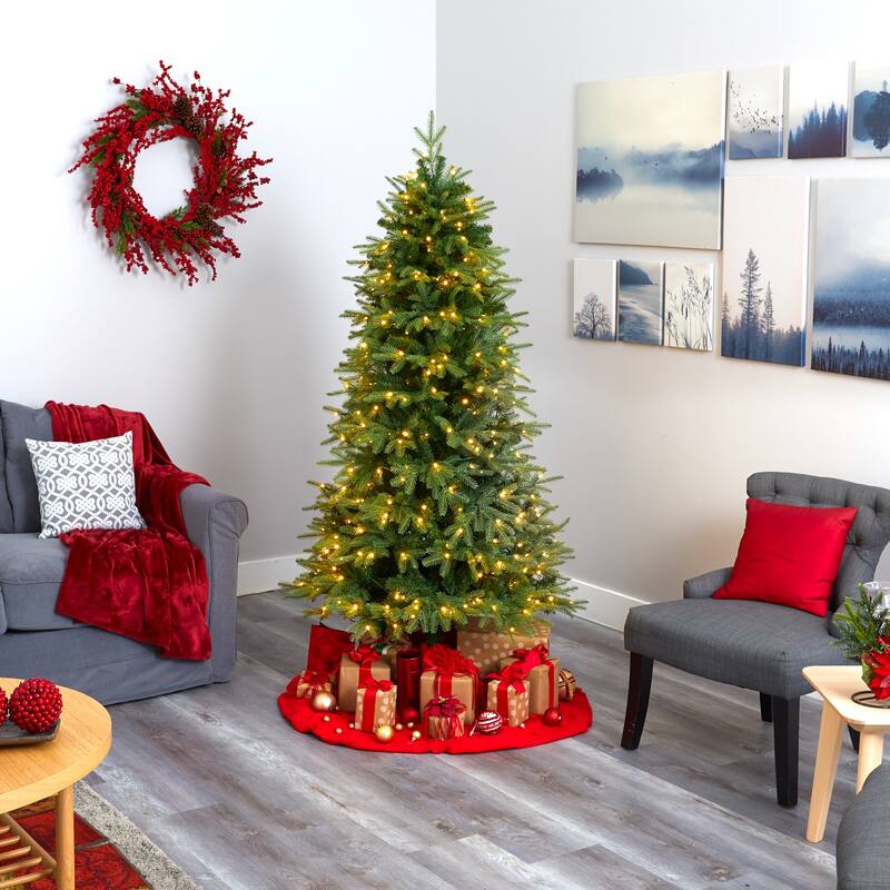 6.5ft. Fir Look Artificial Christmas Tree with 400 Clear LED Lights and 2158 Branches - Full Holiday X-Mas Display