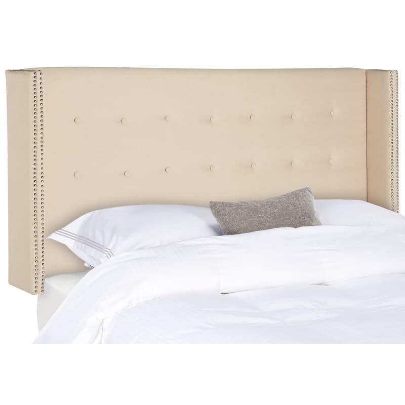 SAFAVIEH Rengin Taupe Upholstered Tufted Wingback Headboard (Twin)