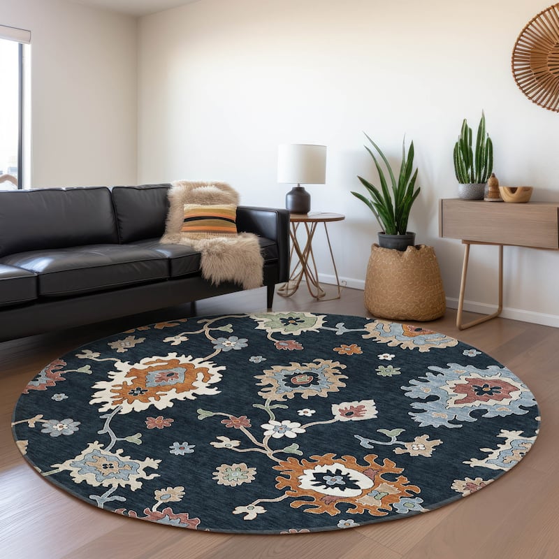 Machine Washable Indoor/ Outdoor Chantille Traditonal Kashan Rug