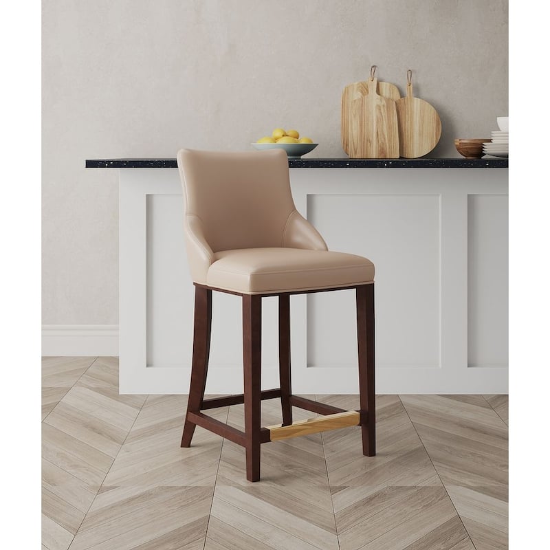 Manhattan Comfort Modern Shubert Upholstered Counter Stool - Tan - Counter Height - Single