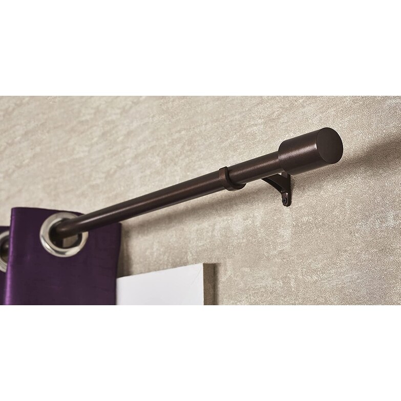 Deco Window 1 Inch Adjustable Brown Double Rod Curtain Rod For Windows