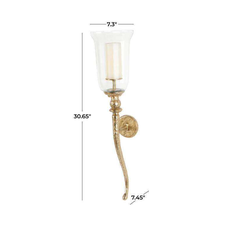 Aluminum Metal Textured Wall Sconce with Curved Shape - Gold - Roche River Decor