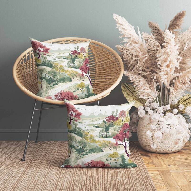 Leaf Magic Stories Faux Suede Reversible Throw Pillow Green and Yellow