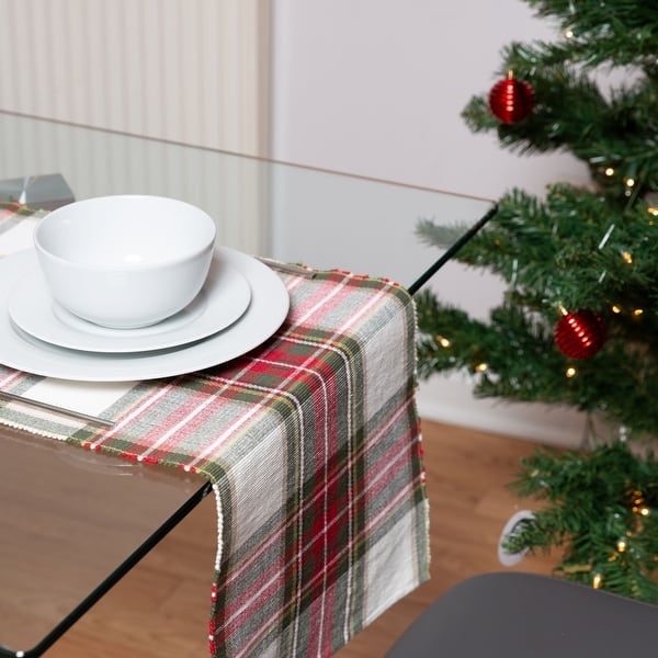 Fabstyles Celebration Plaid Cotton Table Runner Machine Washable - 13x72