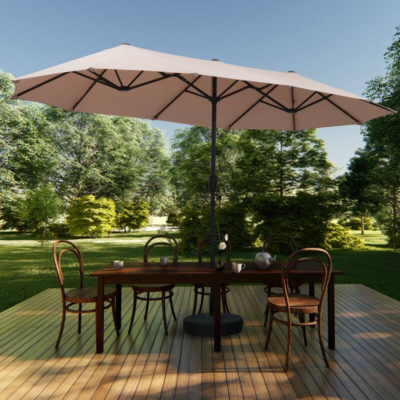 Autlaycil 13 ft Patio Umbrella with Crank For Outdoor Umbrella Base Included - Khaki