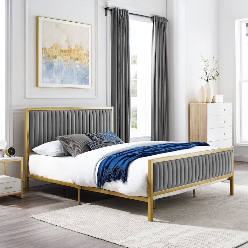 Corvus Velvet Platform Bed