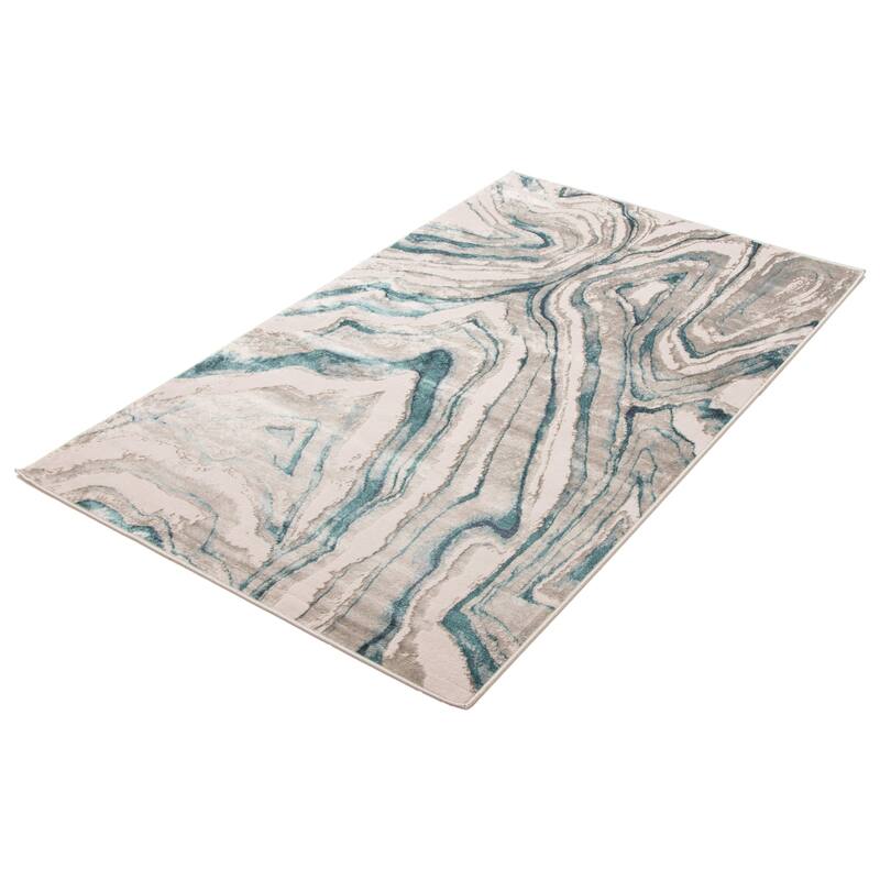 ECARPETGALLERY Machine Woven Zhara Teal Area Rug