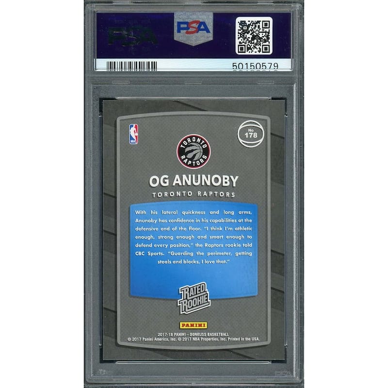 OG Anunoby 2017 Panini Donruss Basketball Rookie Card #178 PSA 9 - 8'6" x 11'6"