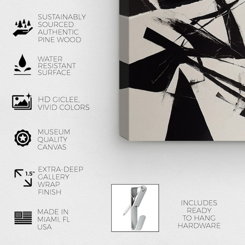 Wynwood Studio Canvas Abstract Expressive Moment Black and Modern & Contemporary Wall Art Canvas Print