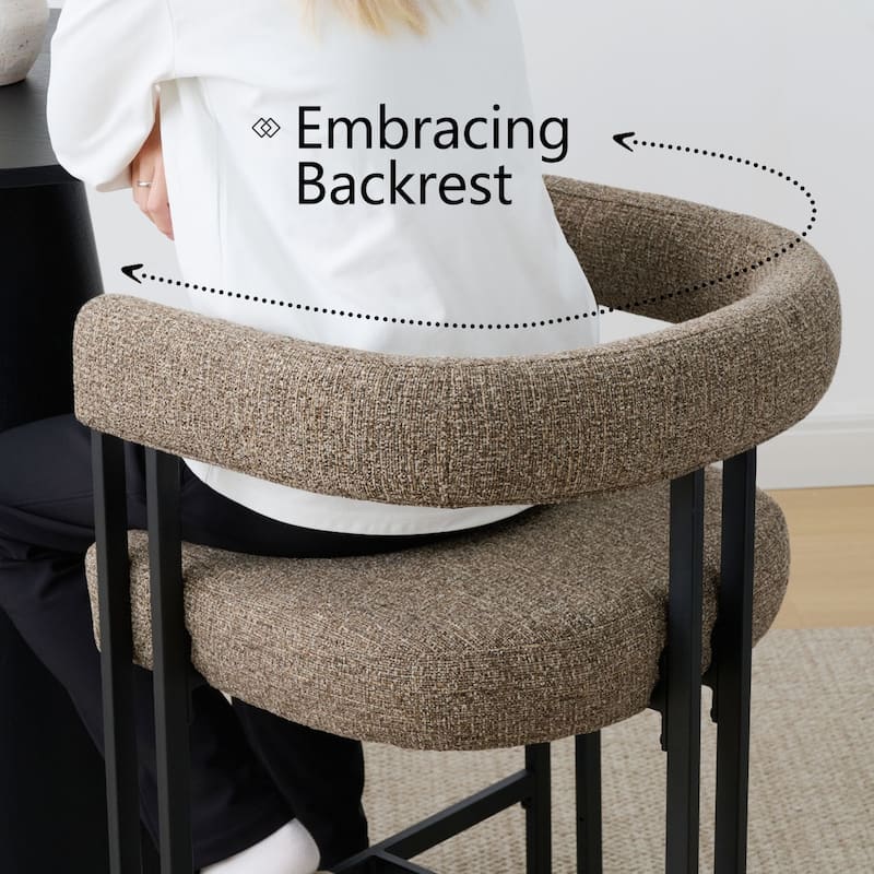 24" Seat Height Upholstered Tweed Solid Back Counter Stool