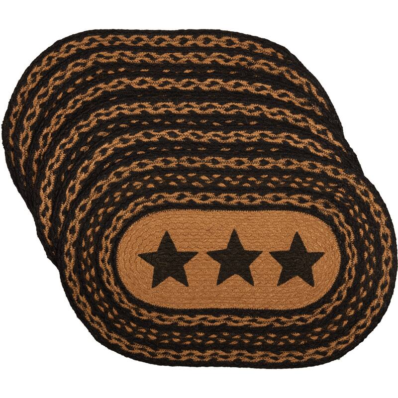 Farmhouse Jute Placemat Stencil Stars Set of 6 12x18 - Placemat 12x18