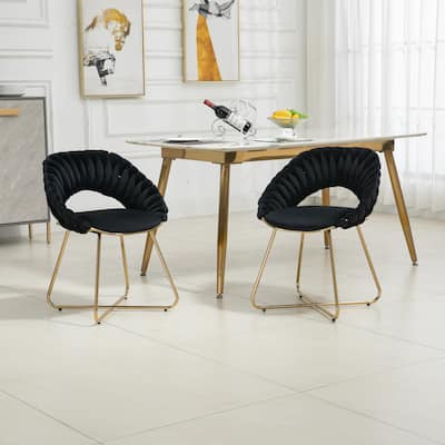 Velvet Accent Chairs Modern Side Chair Vanity Desk Chair with Gold Legs for Living Room Bedroom ( Set of 2 )