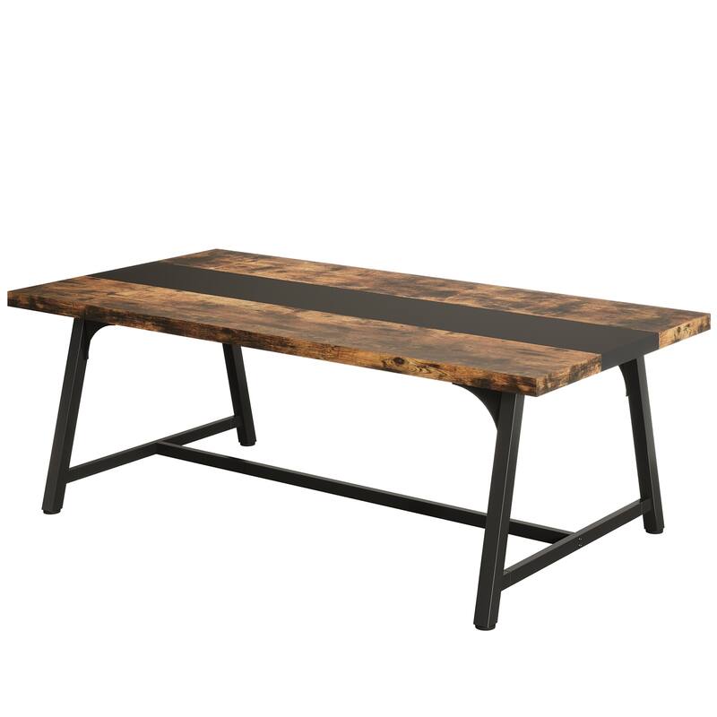 70.87" Modern Rectangular Conference Table for 6-8 People - Brown+Black