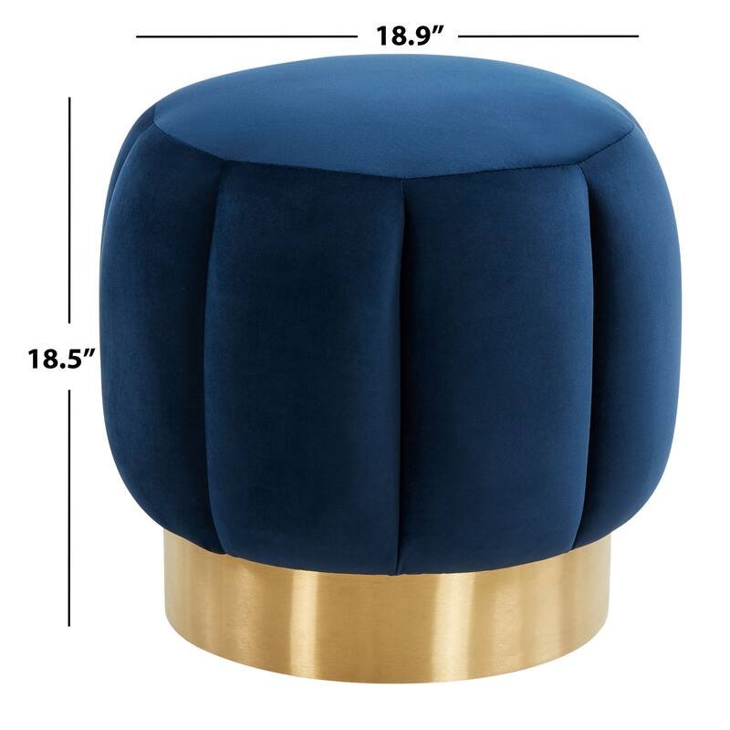 SAFAVIEH Couture Altje Channel Tufted Ottoman - 18.9" W x 18.9" L x 18.5" H - 19Wx19Dx19H