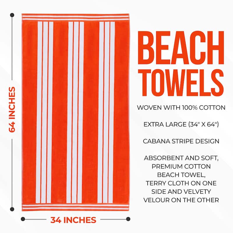 Superior Striped Large Oversized Cotton Beach Towel