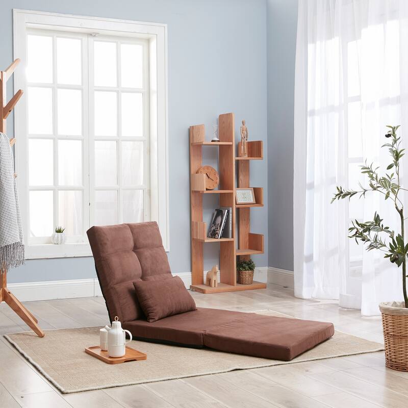 Triple Fold Down Sofa Bed, Adjustable Floor Couch Sofa with One Pillow, 5 Reclining Position, Convertible Upholstered Gu