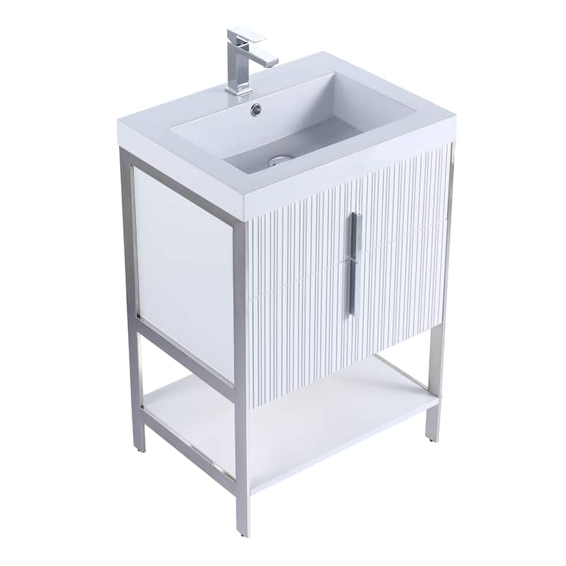 Fine Fixtures Serenity Modern Bathroom Vanity with White Gel Acrylic Top
