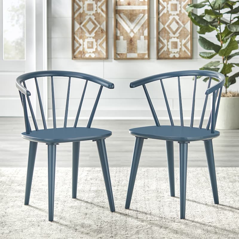 Simple Living Florence Solid Wood Spindle Dining Chairs (Set of 2) - Midnight Blue