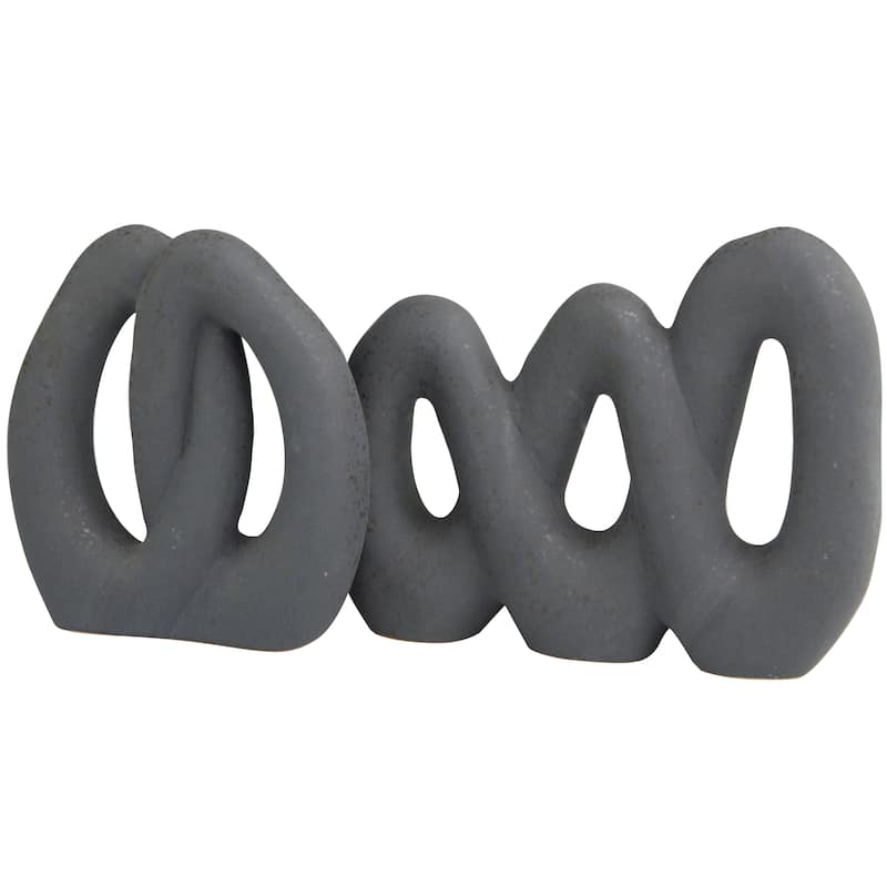 CosmoLiving by Cosmopolitan Black Ceramic Linked Abstract Decorative Sculpture (Set of 2)