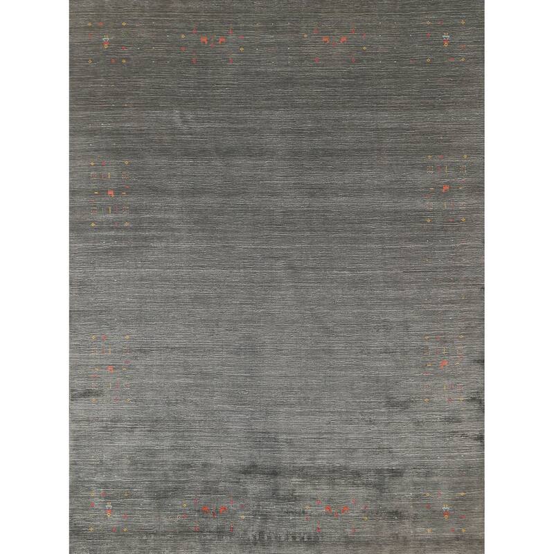 Gray & Green Gabbeh Oriental Area Rug Handmade Wool Carpet - 7'9"x 9'9"