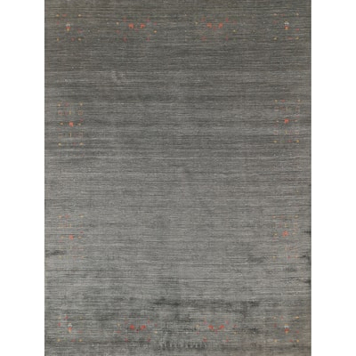 Gray & Green Gabbeh Oriental Area Rug Handmade Wool Carpet - 7'9"x 9'9"