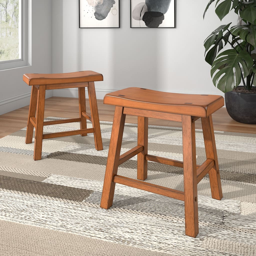 Cadiz Saddle Seat 18" Backless Stools (Set of 2) - Stool