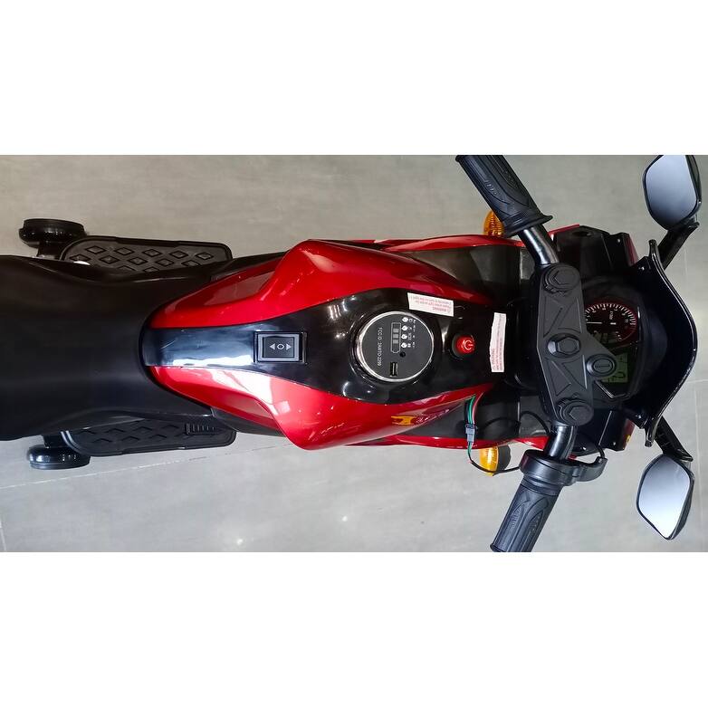 Electric Kids Motorcycle Ride-On Toy with Training Wheels, Music, and Foot Brake for Ages 3+