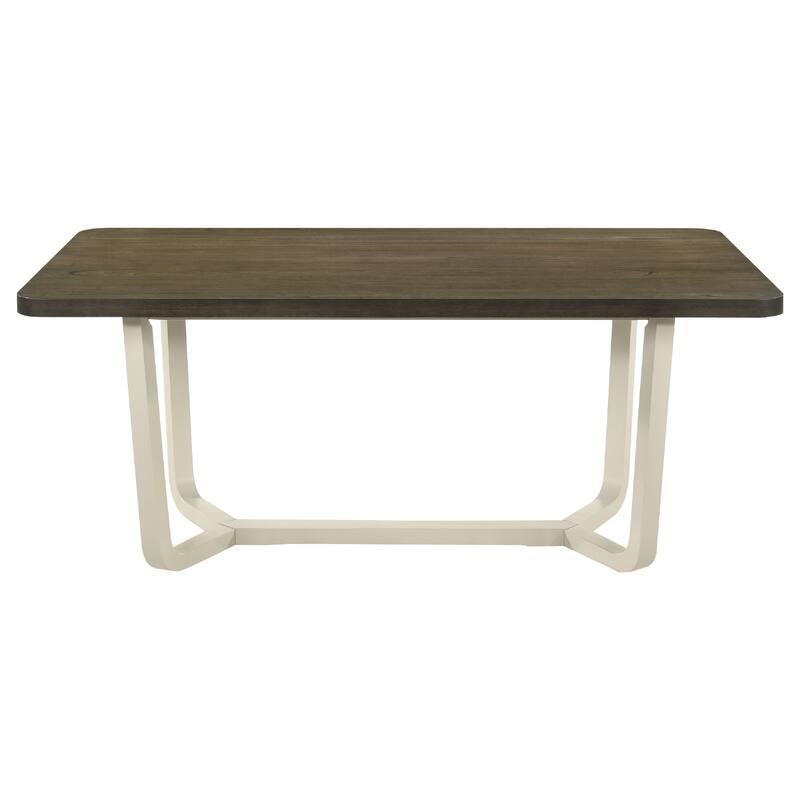 Loxy 5pc Dining Table Set, Dark Brown Wood Top, White, 4 Side Chairs