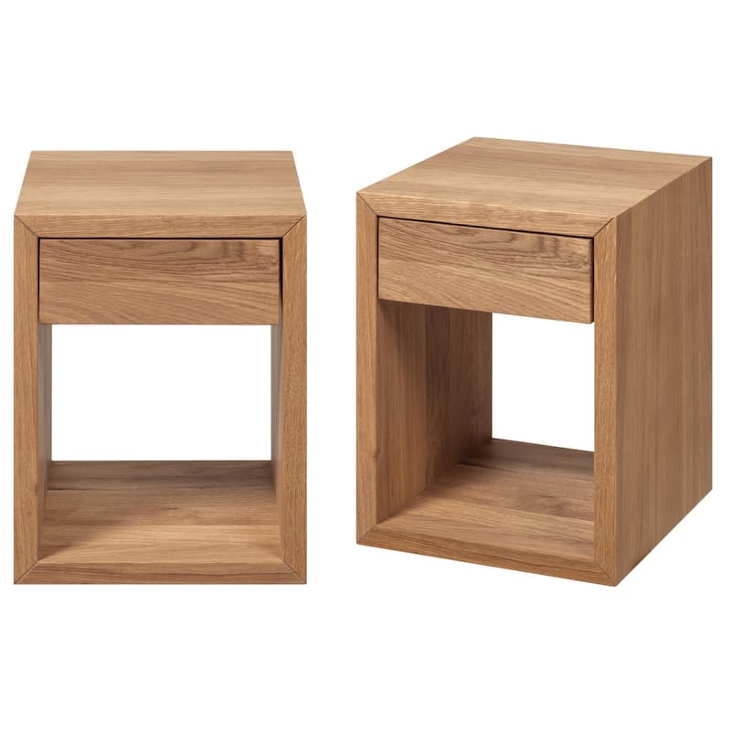 Set of 2 Floating Wooden Nightstands with Drawer, Bedroom Side
