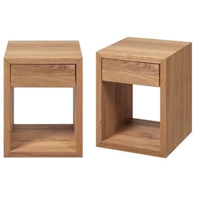 Set of 2 Floating Wooden Nightstands with Drawer, Bedroom Side