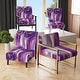 preview thumbnail 10 of 10, Designart "Mettalic Indigo And Gold II" Upholstered Abstract Accent Chair - Glam Arm Chair For Living Room